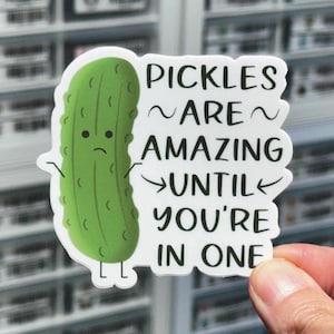 Pickles Are Amazing Until You&#39;re In One Sticker, Punny Pickle Lover, I Love Pickles Sticker, Pickle Gift, Pickle Sticker, Sarcastic Stickers