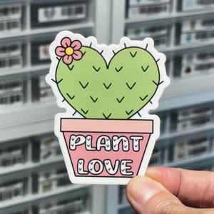 Plant Love Sticker, Cactus Stickers, Succulent Stickers, Potted Plant Decal, Cute Vinyl Plant Label for Water Bottle, Laptop Notebook Tablet