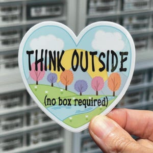 Think Outside No Box Required Sticker, Wilderness Label, Outdoors Sticker, Camping Sticker, Mountain Sticker, Adventure Sticker for Tumbler