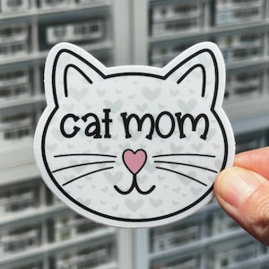 Cat Mom Sticker, Cat Mama Decal, Cat Lover Sticker, I Love Cats Label, Gift For Cat Owner, Cat Sticker, Cat Lady Sticker Gift for Laptop
