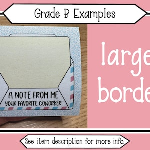 May include: A blue and white envelope with a white note inside. The note has the text "A note from me, your favourite coworker".