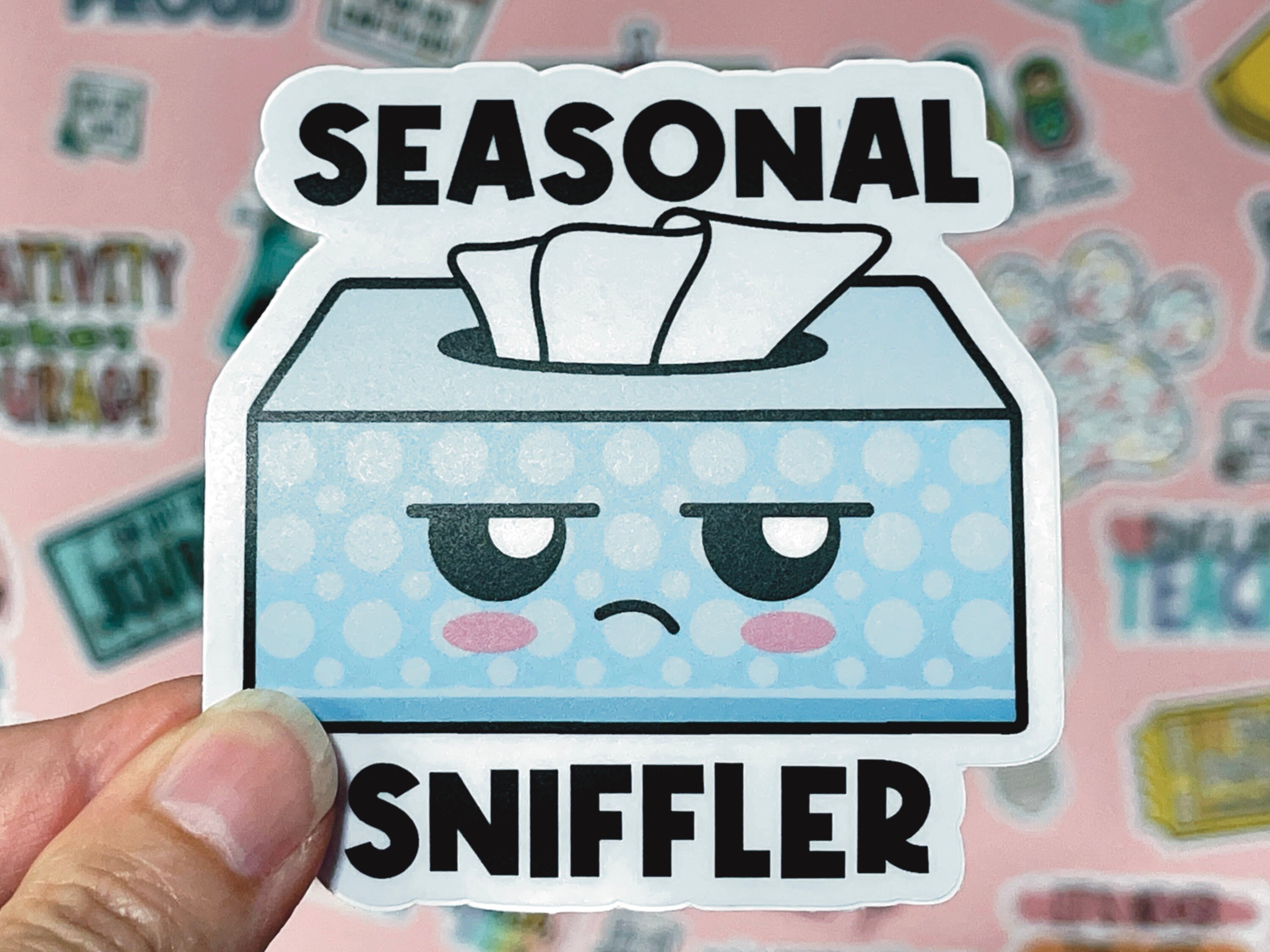Seasonal Sniffler Sticker, Chronic Allergy Sticker, Cold and Flu Decal ...