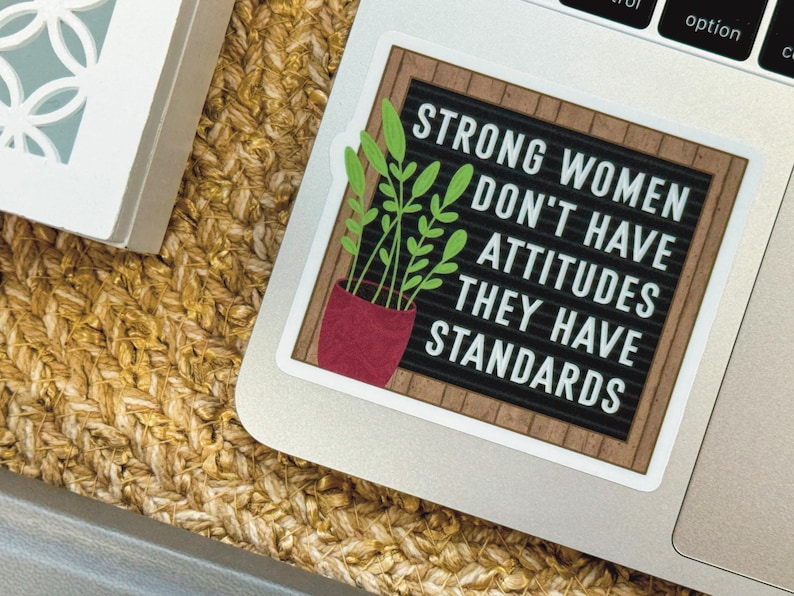 Strong Women Don't Have Attitudes They Have Standards Sticker, Self Care Stickers, Empowerment Sticker, Cute Feminist Gift, Feminism Present image 4