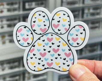 Paw Print Stickers, Heart Love Paw Stickers, Cat Mom Sticker, Dog Mom Sticker, Dog Paw Stickers, I Love My Pet Decal for Laptop Water Bottle
