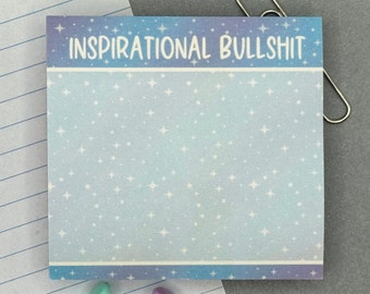 Inspirational Bullshit Sticky Notes, Funny Memo Pad, Cute Notepad, Home Office Stationery, Fun Sticky Note Pad, Cute Aesthetic Sticky Notes