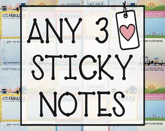 Choose Any 3 Sticky Notes, Pick Your Own Sticky Note Pack, Choose Your Own Sticky Note Multipack, Sticky Note Bundle, Assorted Sticky Notes