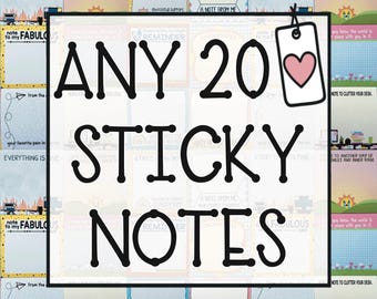 Choose Any 20 Sticky Notes, Pick Your Own Sticky Note Pack, Choose Your Own Sticky Note Multipack, Sticky Note Bundle, Assorted Sticky Notes