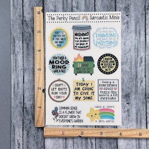 Sarcastic Minis 4x6 Sticker Sheet, Bujo Sticker Sheet, Planner Stickers, Sarcastic Humor, Snarky Mini Stickers Kit, Fun Vinyl Sticker Sheet image 5