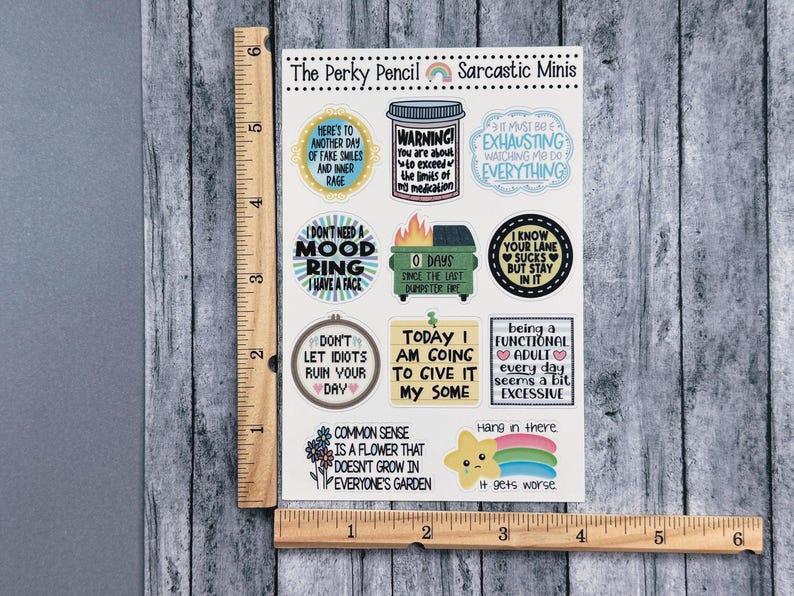 Sarcastic Minis 4x6 Sticker Sheet, Bujo Sticker Sheet, Planner Stickers, Sarcastic Humor, Snarky Mini Stickers Kit, Fun Vinyl Sticker Sheet image 5