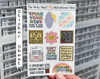 Motivational Minis 4x6 Sticker Sheet, Bujo Sticker Sheet, Encouraging Planner Stickers, Uplifting Mini Stickers Kit, Vinyl Sticker Sheet