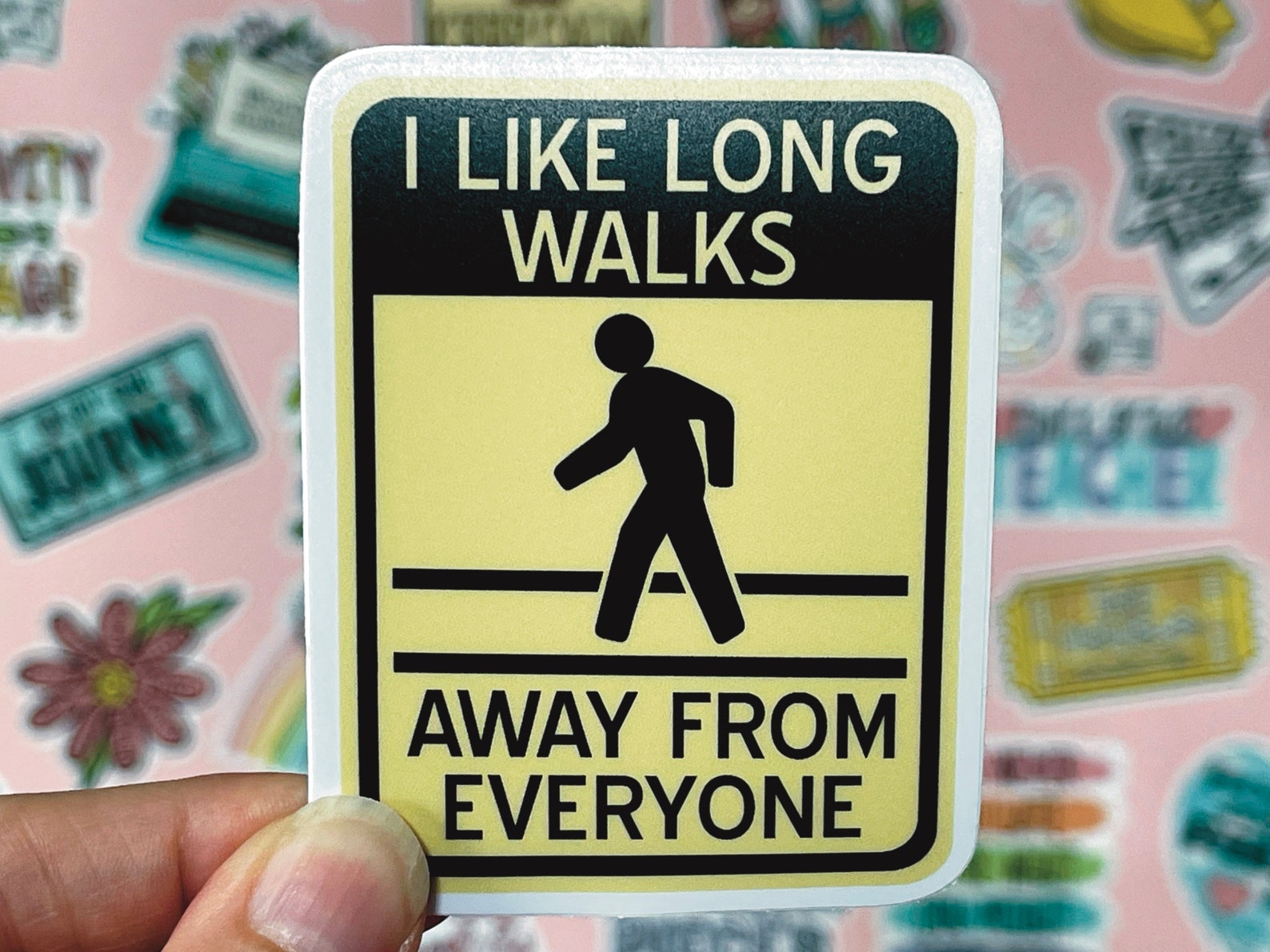 I Like Long Walks Away From Everyone Sticker, Introvert Sticker, Anti ...