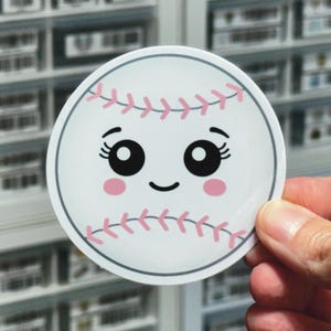 Cute Baseball Sticker, Softball Sticker, Kawaii Baseball Decal, Adorable Sports Balls Label, Baseball Mom, Baseball Life, Happy Game Day