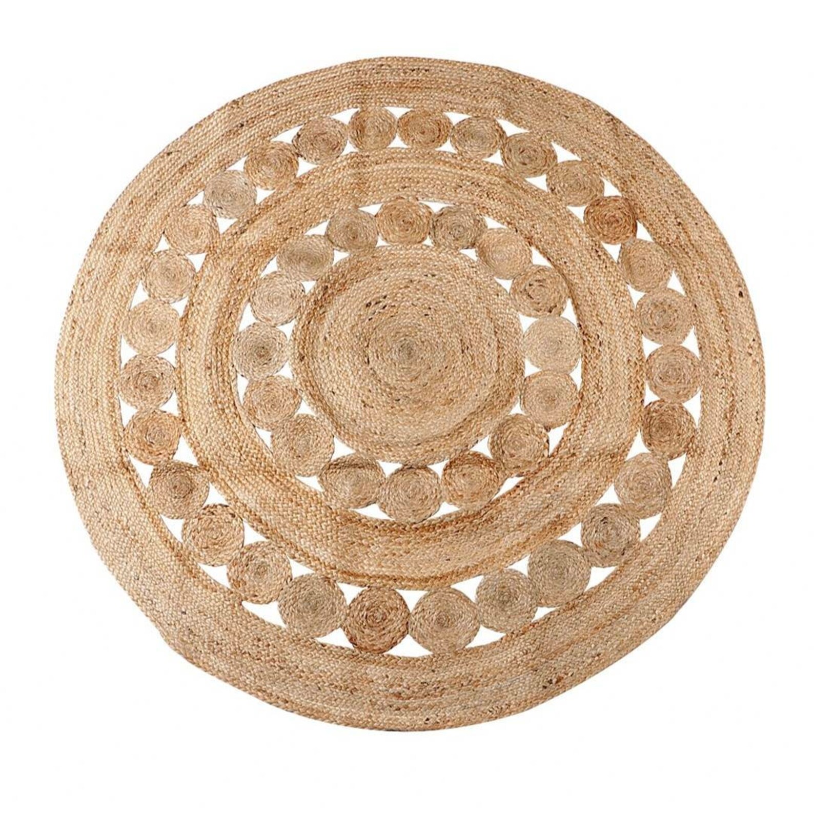 4' X 4' Natural Jute Rug Natural, Jute Braided Round Rug, Designer ...