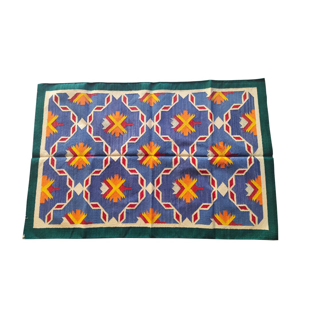 4'x6' Handwoven Cotton Dhurrie Rug Traditional Etsy