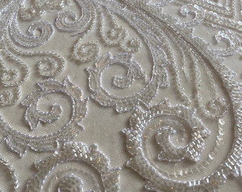 Luxuriöse Stark Perlen Brautspitze, Haute Couture Handbeaded Spitze,Spitze für Hochzeiten,Brauten,Hochzeitskleid verkauft lose Lagerware