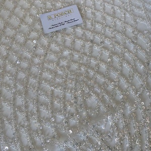 Luxury Bridal ,Heavy beaded,Haute couture Handbeaded Pearls lace for bridals,weddings,prom dress,reception dress sold per yard