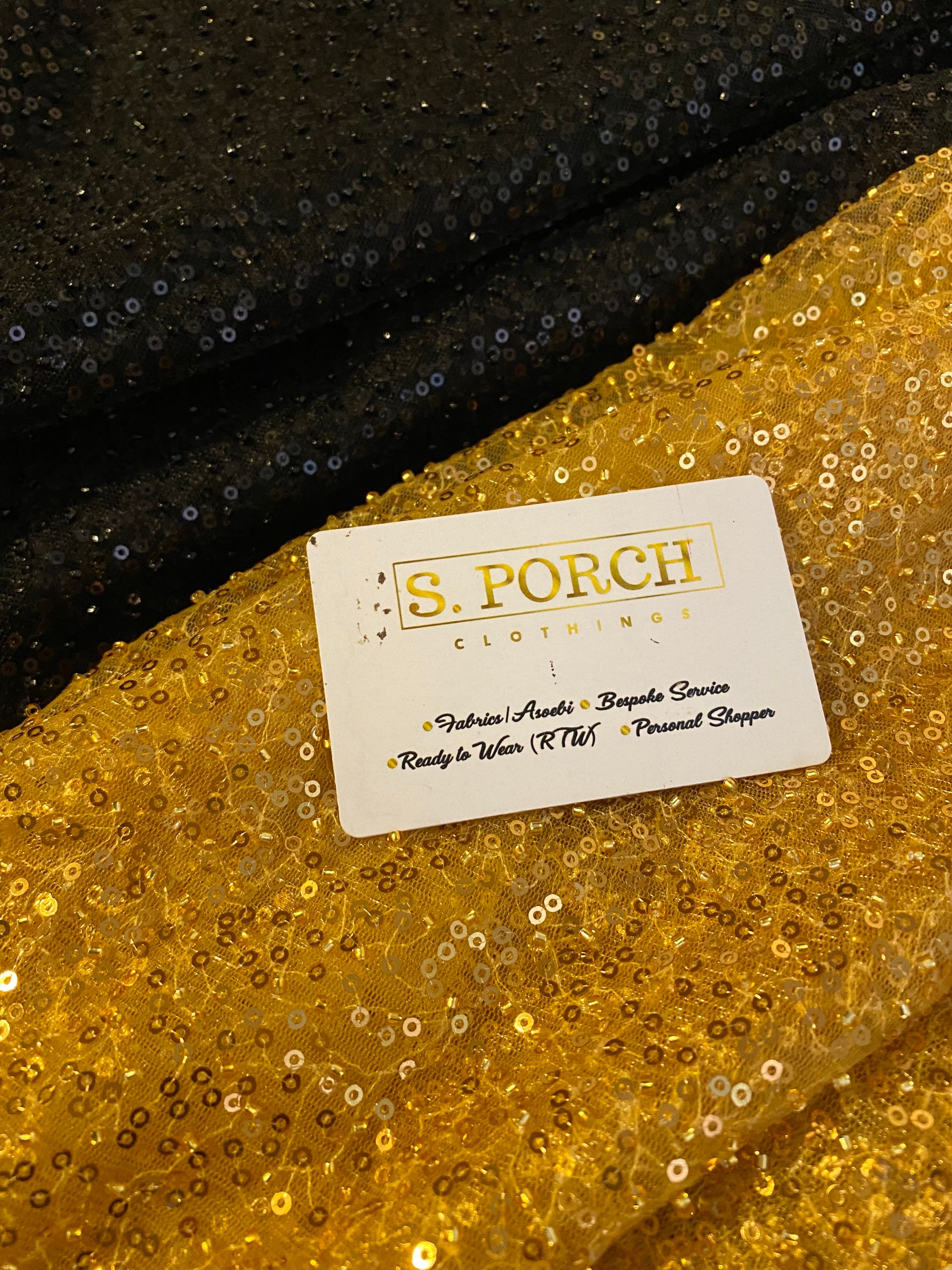 Black&gold Embellished Lace With Sequin and Beads for Exotic 