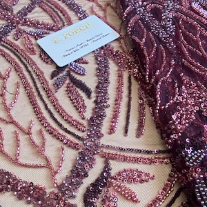 Luxury bridal beaded & Sequin lace ,embellished beaded lace for prom,bridal or weddings Sold PER YARD