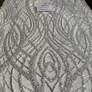 Luxury bridal beaded & Sequin lace ,embellished beaded lace for prom,bridal or weddings Sold PER YARD
