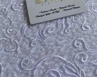Luxuriöse, stark perlenbesetzte Brautspitze, gestickte Spitze, Haute Couture, handbestickte Spitze, Spitze für Hochzeiten, Brautmoden, Hochzeitskleid Verkauft lose Lagerware