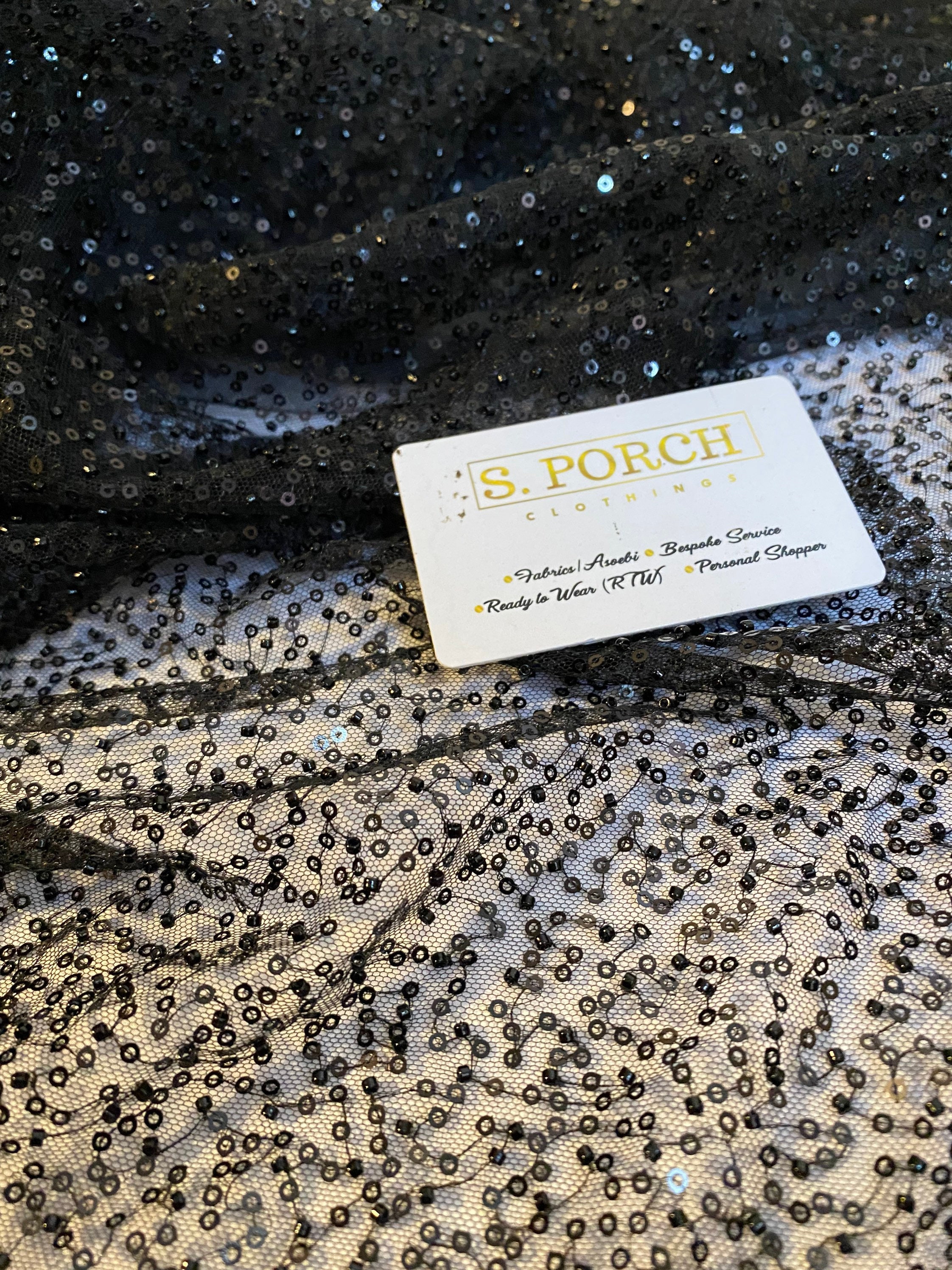 Black&gold Embellished Lace With Sequin and Beads for Exotic 