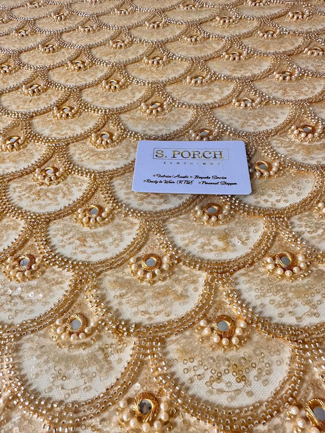 Gold Beaded Lace Delwyn