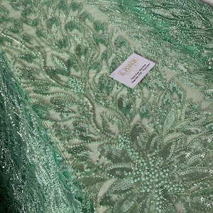 Mariage de luxe, perles lourdes, haute couture, broderie de perles à la main pour mariées, mariages, robe de bal, robe de réception vendue par mètre