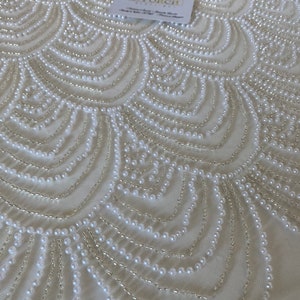 Premium Handbeaded Pearl lace  Luxurious Bridal ,Heavilybeaded,Haute couture for bridals,weddings,prom dress,reception dress sold per yard