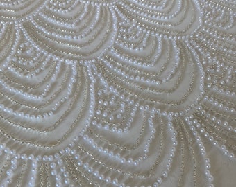 Premium Handbeaded Pearl lace  Luxurious Bridal ,Heavilybeaded,Haute couture for bridals,weddings,prom dress,reception dress sold per yard