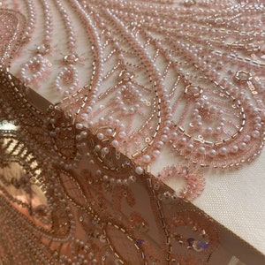 Luxury Bridal ,Heavy beaded,Haute couture Handbeaded Embroidery lace for bridals,weddings,prom dress,reception dress sold per yard