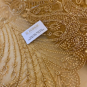 Luxury Bridal ,Heavy beaded,Haute couture Handbeaded Embroidery lace for bridals,weddings,prom dress,reception dress sold per yard