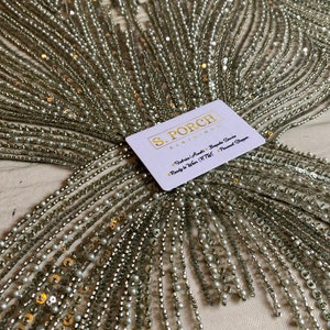 Luxury Bridal ,Heavy beaded Panel Lace,Haute couture Handbeaded Applique for bridals,weddings,prom dress,reception dress sold per yard
