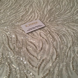 Luxury Bridal ,Heavy beaded,Haute couture Handbeaded lace,Appliqué lace for bridals,weddings,wedding gown sold per yard
