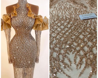 Luxury Bridal ,Heavy beaded,Haute couture Handbeaded lace,Appliqué lace for bridals,weddings,prom dress,reception dress -Sold PER YARD
