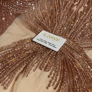 Luxury Bridal ,Heavy beaded Panel Lace,Haute couture Handbeaded Applique for bridals,weddings,prom dress,reception dress sold per yard