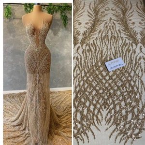 Luxury Bridal ,Heavy beaded,Haute couture Handbeaded lace,Appliqué lace for bridals,weddings,prom dress,reception dress -Sold PER YARD