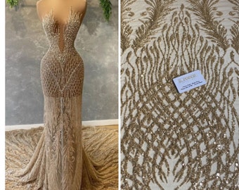 Luxury Bridal ,Heavy beaded,Haute couture Handbeaded lace,Appliqué lace for bridals,weddings,prom dress,reception dress -Sold PER YARD