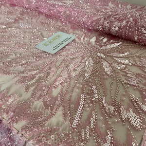 Luxury Bridal ,Heavy beaded,Haute couture Handbeaded Embroidery lace for bridals,weddings,prom dress,reception dress sold per yard
