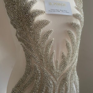 Luxury Rhinestone Appliqué  Front Panel , Embellishments, Accessories for bridals,weddings,prom .Colour-Silver, RoseGold-Sold PER YARD