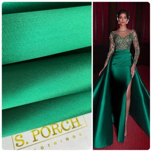 GREEN Luxurious Mikado Fabric ,Best Quality Couture Mikado Satin,Couture dress Satin,Wedding/ Birthday dress,Blazers-Sold PER METER