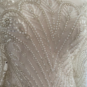 Luxury Bridal ,Heavy beaded,Haute couture Handbeaded Embroidery lace for bridals,weddings,prom dress,reception dress sold per yard