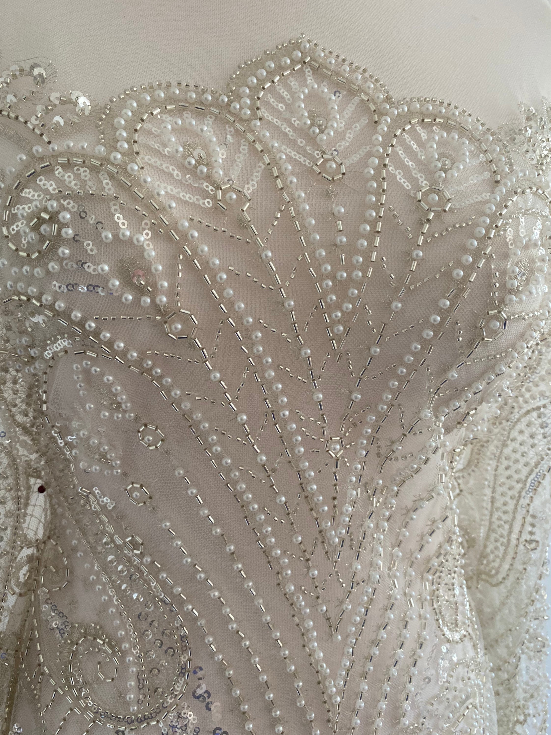 Luxury Bridal ,Heavy beaded,Haute couture Handbeaded Embroidery lace for bridals,weddings,prom dress,reception dress sold per yard