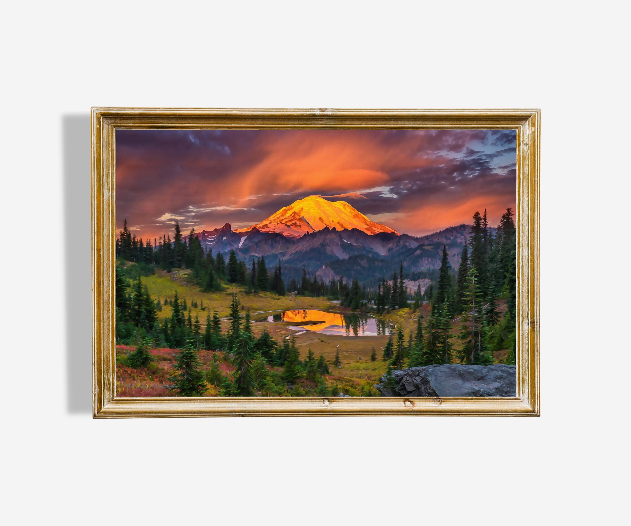 Stunning Mountain Oil Painting Instant Download Wall Art Gift 5 PDFs Great Gift