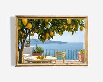 Amalfi Coast Lemon Tree Art Print – Italy Oil Painting (Digital Download)