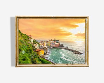 Vernazza Italy Oil Painting: Cinque Terre Seascape Art (Digital Download)