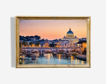 Rome Italy Art Print – St Peter's Basilica Night View (Digital Download)