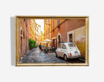 Trastevere Rome Street Scene Oil Painting – Italy Art Print (Digital Download)
