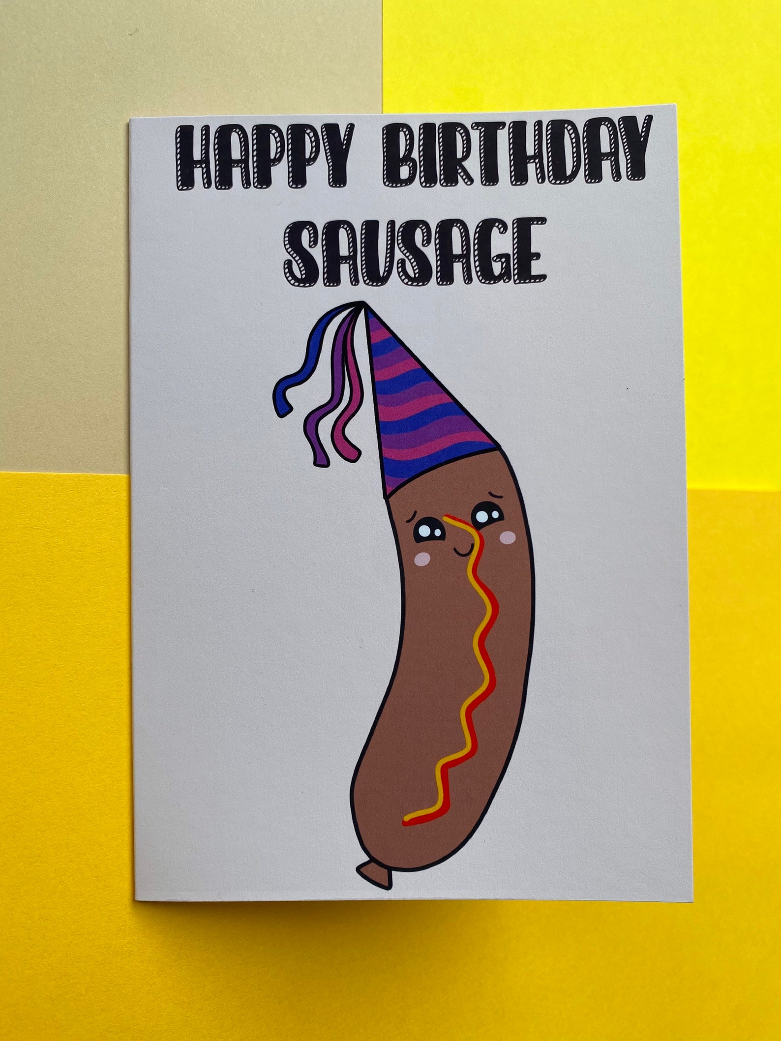 Happy birthday sausage greeting card a6 cute foodie Etsy
