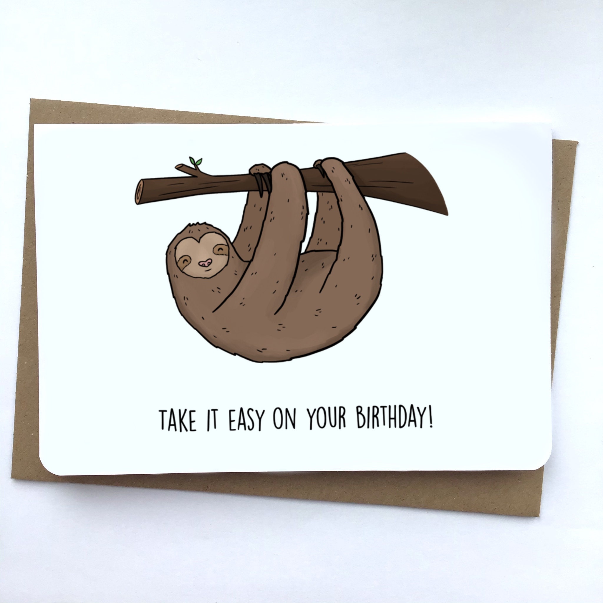 Sloth Birthday Greeting Card Cute Animal Pun Handmade | Etsy