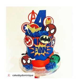 Marvel Superhero Avengers Cupcake Toppers - Spiderman Wonderwoman Thor Hulk